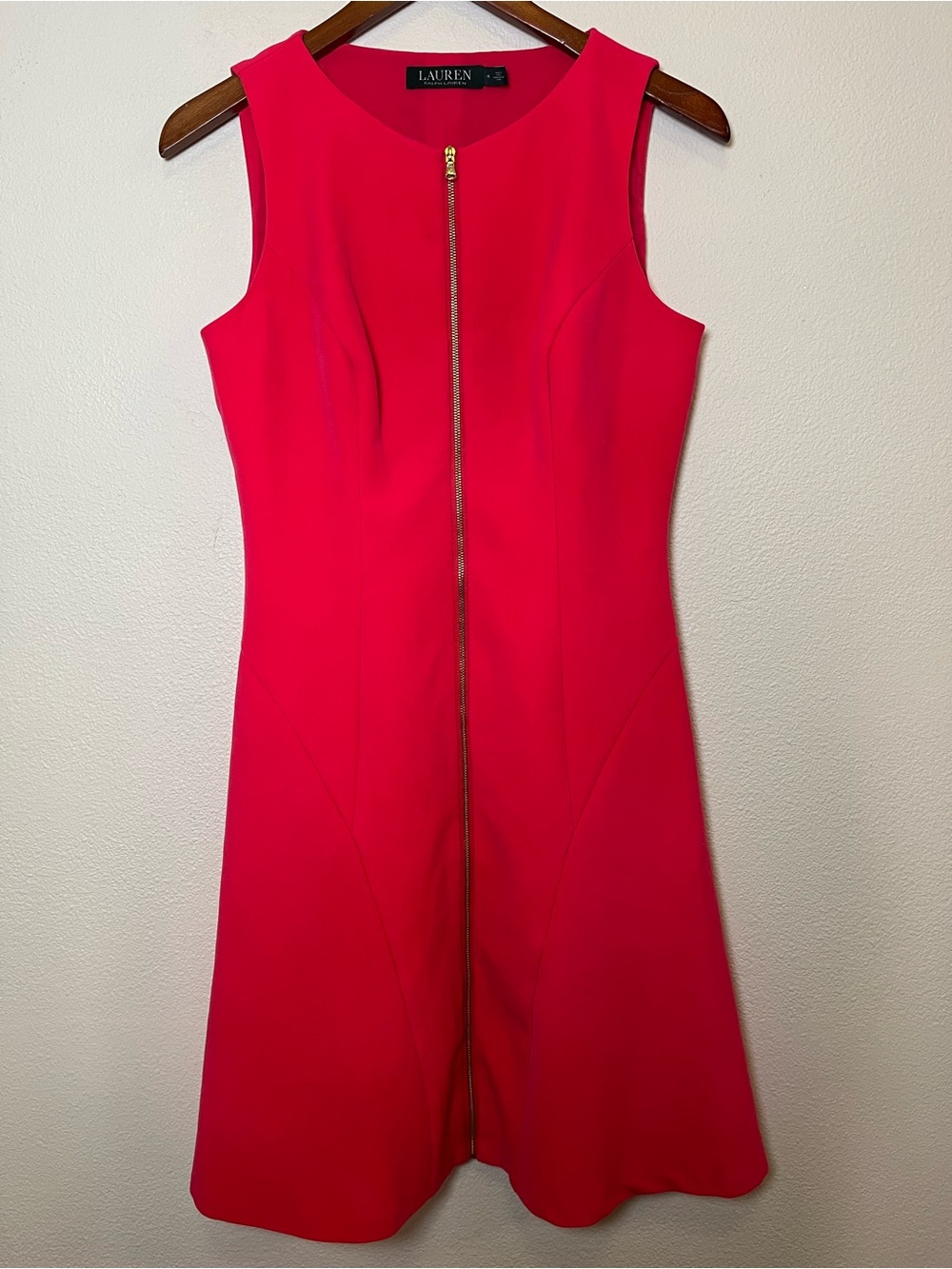 Ralph Lauren Hot Pink Sleeveless Zip-Front Mini Dress